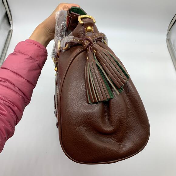 Dooney & Bourke Handbags Florentine Leather Satchel Brown Cheatnut Color - Picture 9 of 16